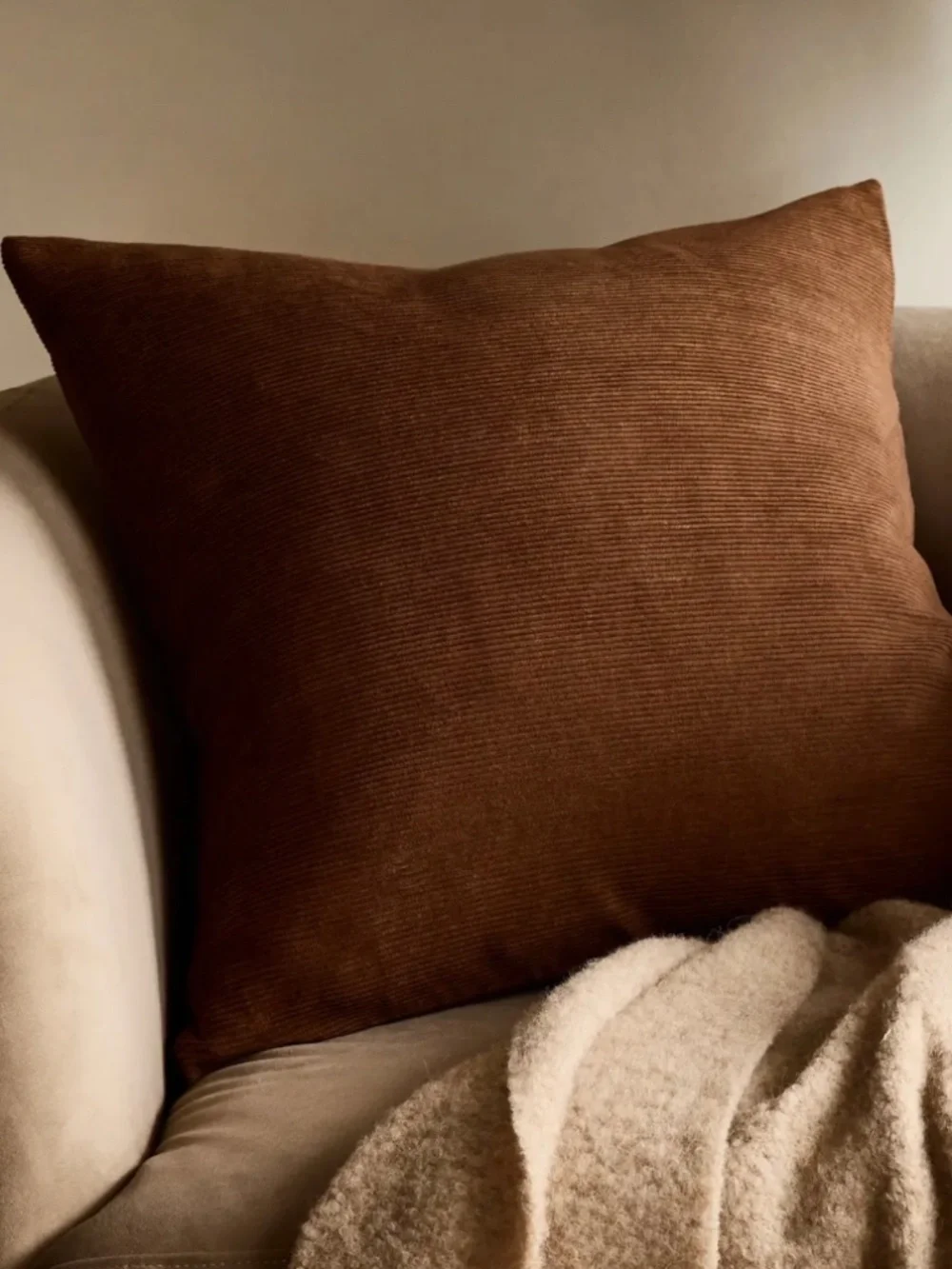 New Corduroy Cotton Velvet Pillow Cover Brown 20 x 20